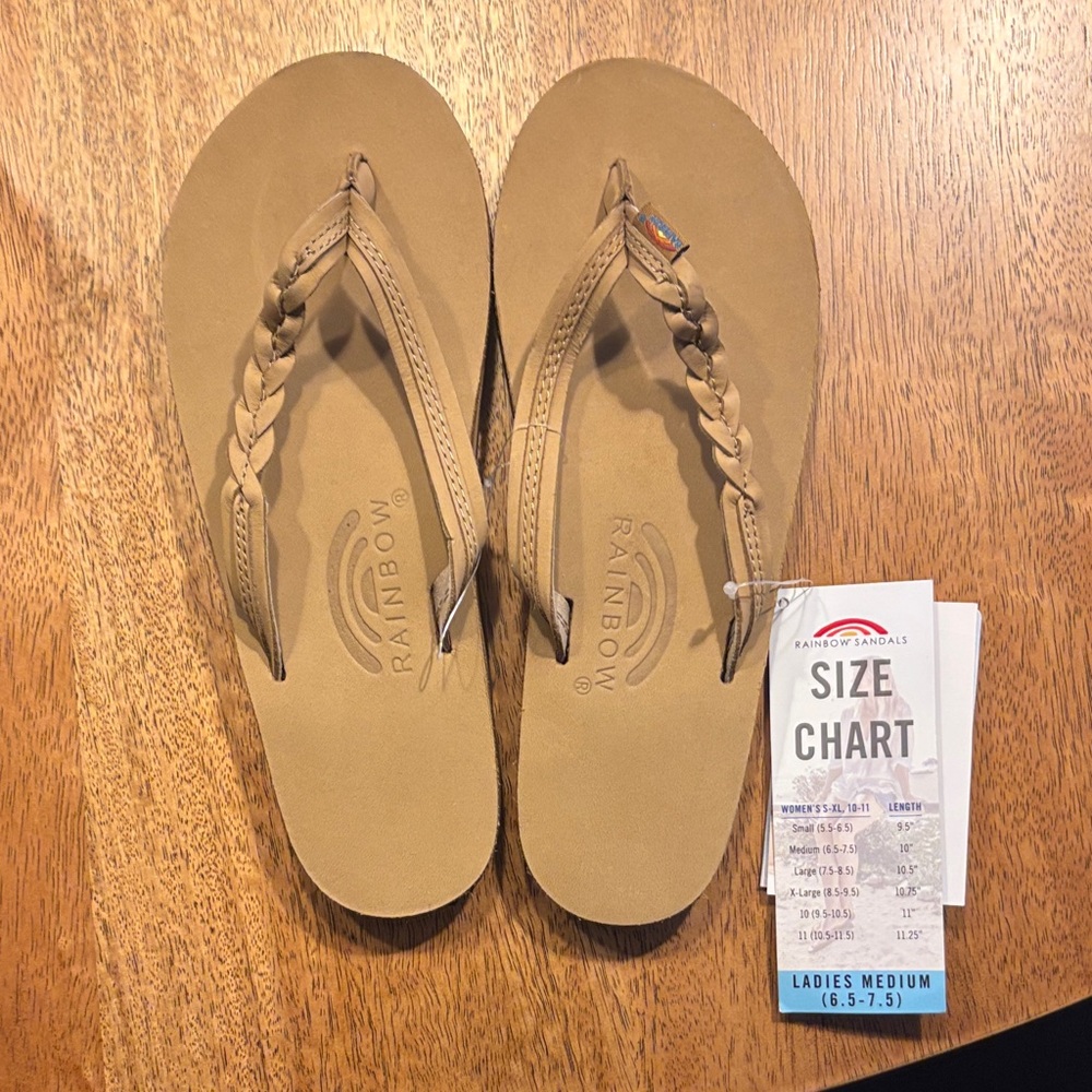 Rainbow Sandals Size Chart with Blue Highlight
